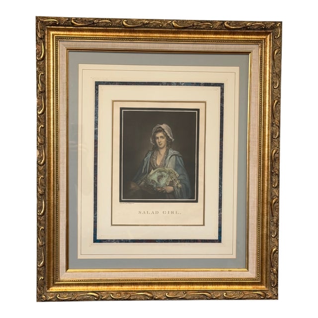 Vintage Ornate Gilt Framed “Salad Girl” Portrait – J. Hoffner For Sale