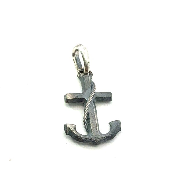 Traditional 1990s David Yurman Maritime Anchor Pendant Sterling Silver Estate For Sale - Image 3 of 4