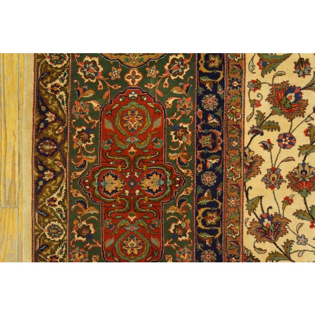1940s Ivory Medallion Antique Persian Tabriz Rug 11' 7" X 16' 6" Handknotted Wool Carpet For Sale In New York - Image 6 of 8