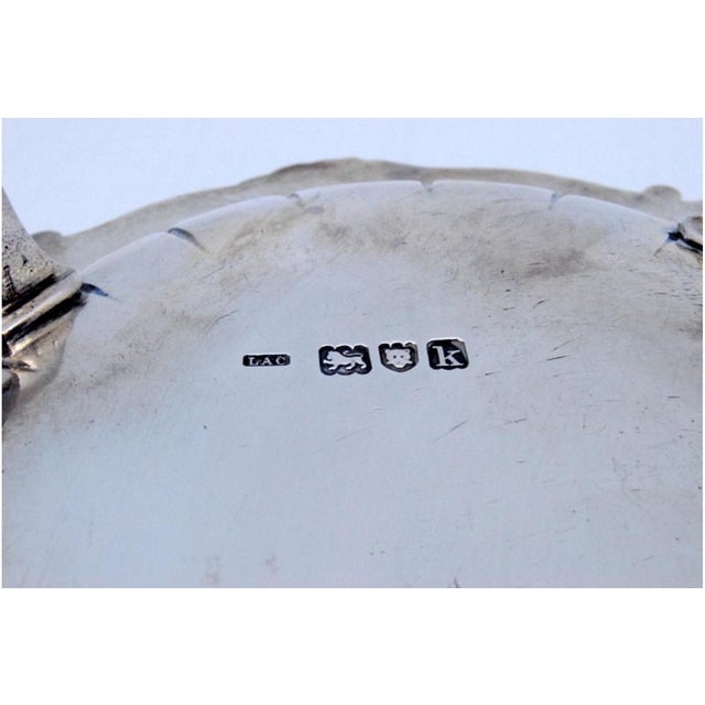 Silver Tray with Raised Bottom, Engravings and Surrounding Frieze with Scrolls For Sale - Image 6 of 11