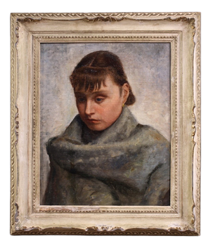 Italian Artist, Portrait of a Woman in Impressionist Style, 1920, Oil on Canvas, Framed