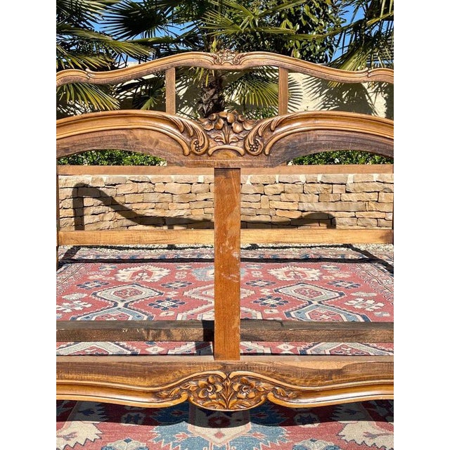 Louis XV Brown Wooden Bed For Sale - Image 4 of 12