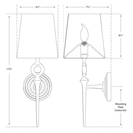 Transitional AERIN for Visual Comfort Signature Bristol Single Sconce in Burnished Silver Leaf with Linen Shade For Sale - Image 3 of 3