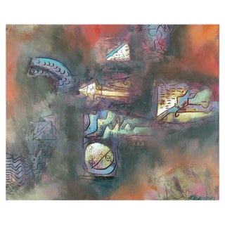 Hector Ramirez Ortega, Composition, 1990, Mixed Media on Canvas For Sale