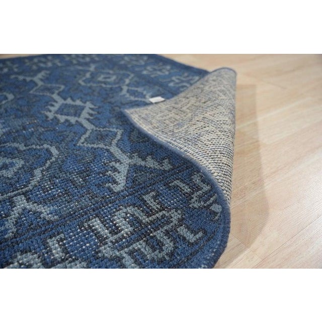 Contemporary 4x6 Blue Hand-Knotted Wool Azure Floral Medallion Classic Traditional Carpet Rug For Sale - Image 3 of 9