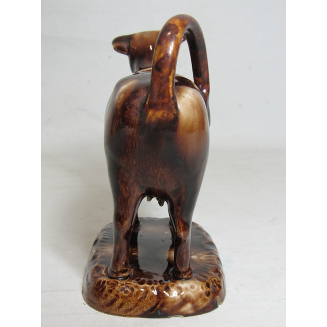 Brown Glazed English Staffordshire Cow Creamer For Sale - Image 10 of 13