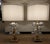 Metal Mid Century Modern Glass and Brass Bubble Lamps With Double Drum Shades For Sale - Image 7 of 8