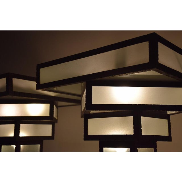 Large Art Deco Floor Lamps Hotel Hammered Iron and Glass, France, 1930s, Set of 2 For Sale - Image 15 of 18