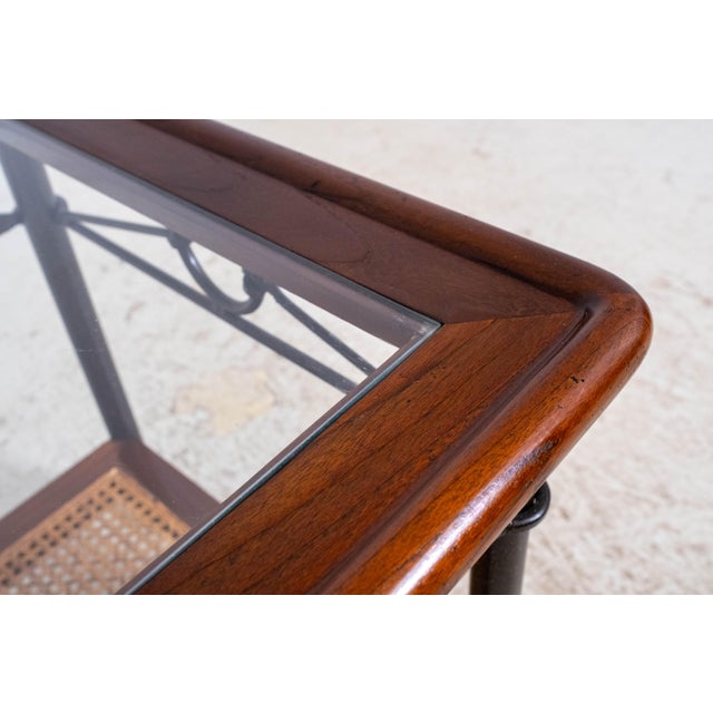 Brown Grange Cherry Square Glass Inset Side Table For Sale - Image 8 of 11