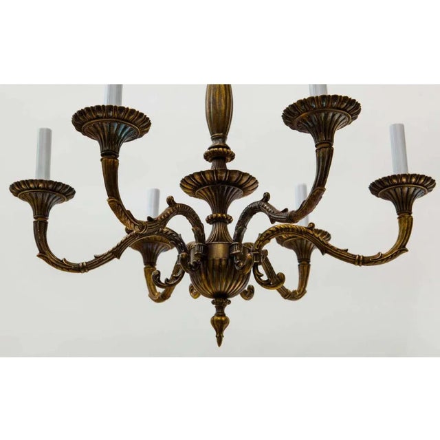 1970s Vintage 1970s Cast Bronze Six-Arm Chandelier For Sale - Image 5 of 8