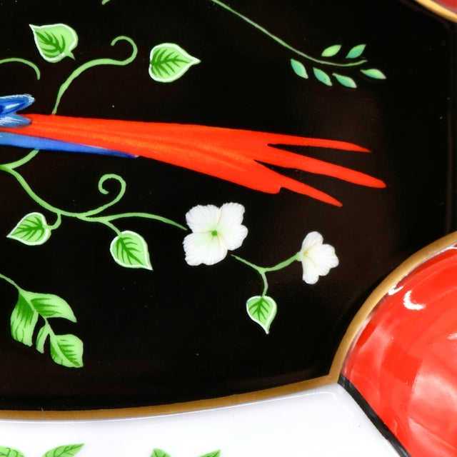 Vintage Lynn Chase Designs "Jaguar Jungle" Porcelain Parrot Motif Octagonal Tray For Sale In Cincinnati - Image 6 of 10