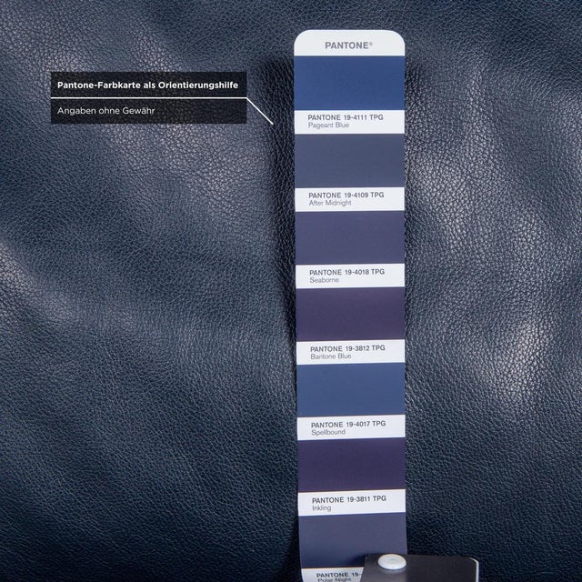 Dark Blue Leather Sesame Two-Seater Sofa with Chrome Feet from FSM For Sale - Image 9 of 13