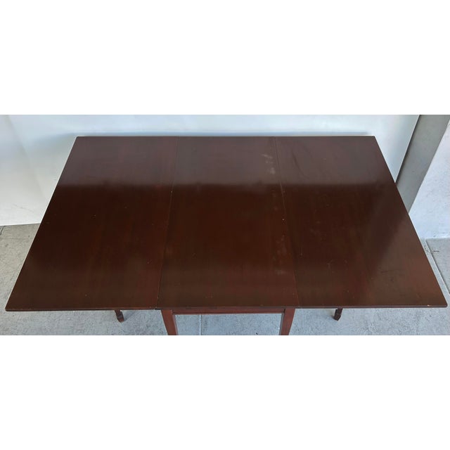 Brown 1950s Antique-Style Mahogany Drop-Leaf Gateleg Table For Sale - Image 8 of 10