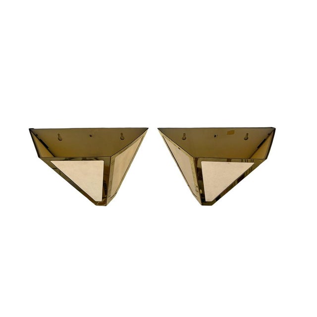 Pyramid Brass and Acrylic Geometric Wall Lights from Kullmann, 1970s, Set of 2 For Sale - Image 9 of 11