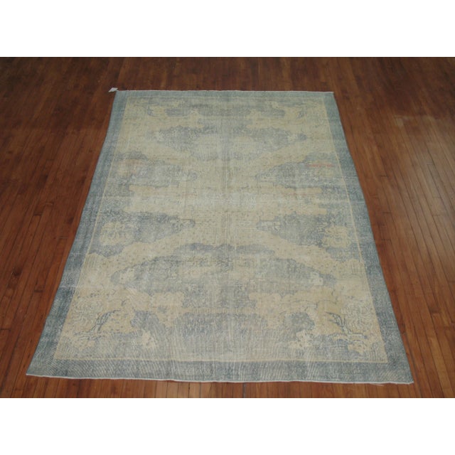 Mid 20th Century Vintage Worn Turkish Pictorial Rug - 6'6'' X 10'3' For Sale - Image 5 of 5
