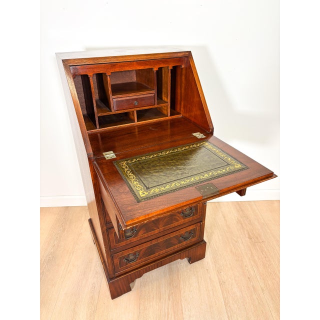 Traditional Vintage Georgian Style Flame Mahogany Secretary Desk For Sale - Image 3 of 10