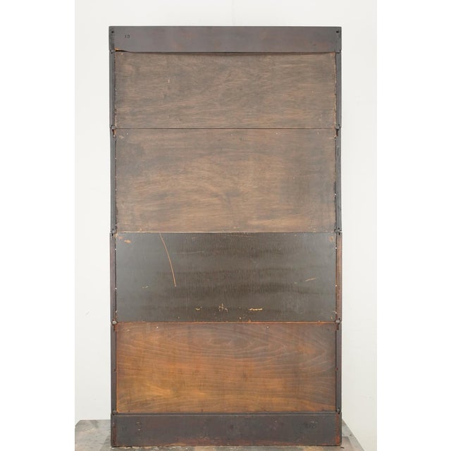 Vintage Victorian Style Oak Barrister Bookcase With Leaded Glass For Sale - Image 12 of 15