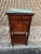Pair Louis XVI Style Ormolu Mounted Marquetry Mahogany Marble Top Bedside Tables, 19th Century For Sale - Image 10 of 12