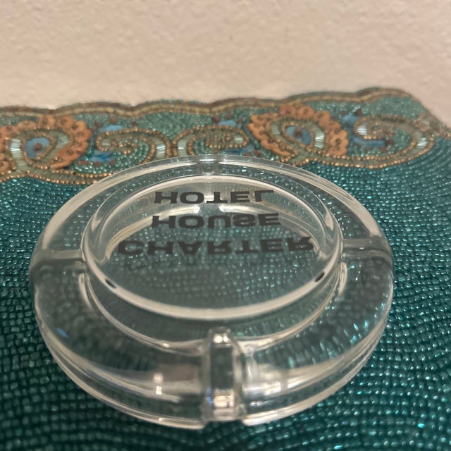 1960s Mid-Century Modern Molded Glass Charter House Hotel Advertising Ashtray For Sale - Image 5 of 6