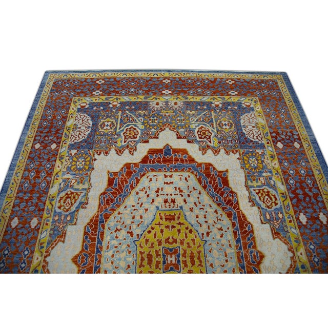 Oriental Hand Knotted Rug Turkish Antique Look Oushak 6'4" x 8'10" For Sale - Image 4 of 6