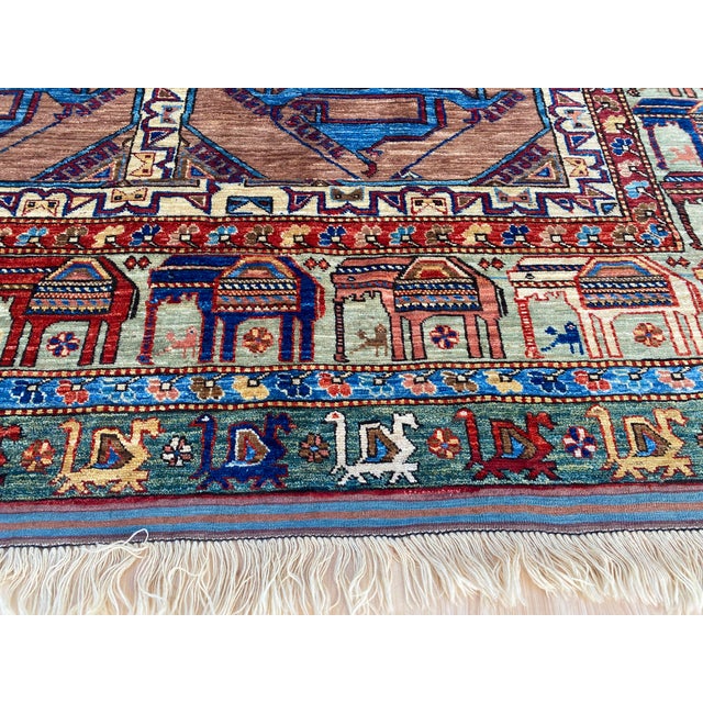 1980s Vintage Ersari Wool Rug, Camel Bird Gul For Sale - Image 5 of 13
