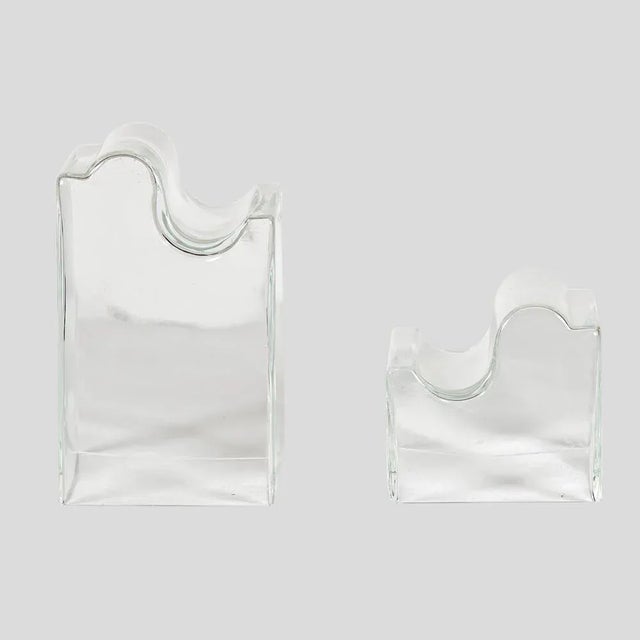 A vintage clear blown composition Murano glass vases which interlocks like a lego piece by Alfredo Barbini, Venice, Italy,...