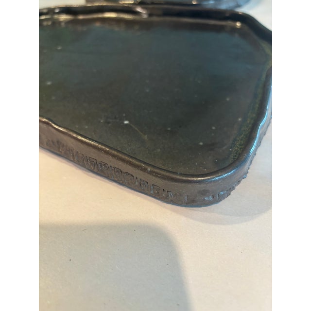 1990s Wabi-Sabi Style Organic Glazed Ceramic Display Slabs – Graduated Sculptural Pair For Sale - Image 4 of 11