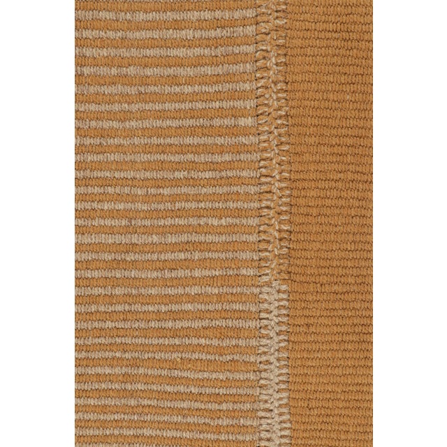 Rug & Kilim’s Contemporary Kilim in Orange and Beige Textural Stripes For Sale In New York - Image 6 of 7