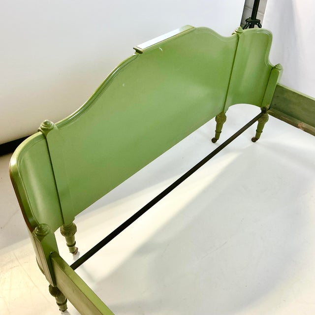 1920s Antique French Louis XV Neoclassical Olive Green Full Bedframe For Sale - Image 13 of 13