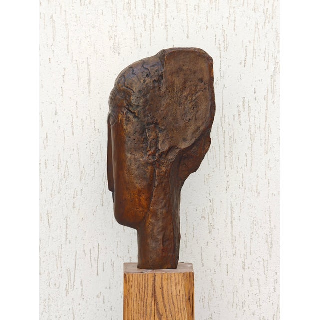 Modern After Amedeo Modigliani, Tête de Jeune Fille à la Frange, Bronze Sculpture For Sale - Image 3 of 8