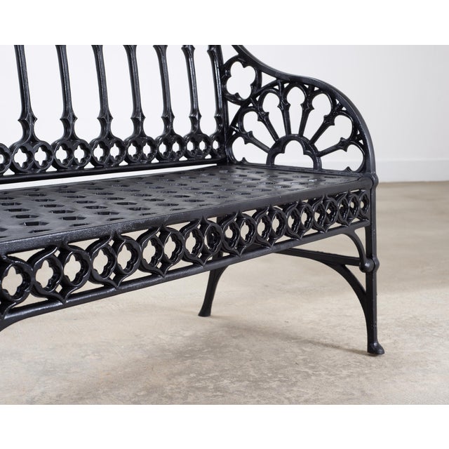 English Coalbrookdale Style Cast Gothic Revival Garden Bench For Sale - Image 10 of 18