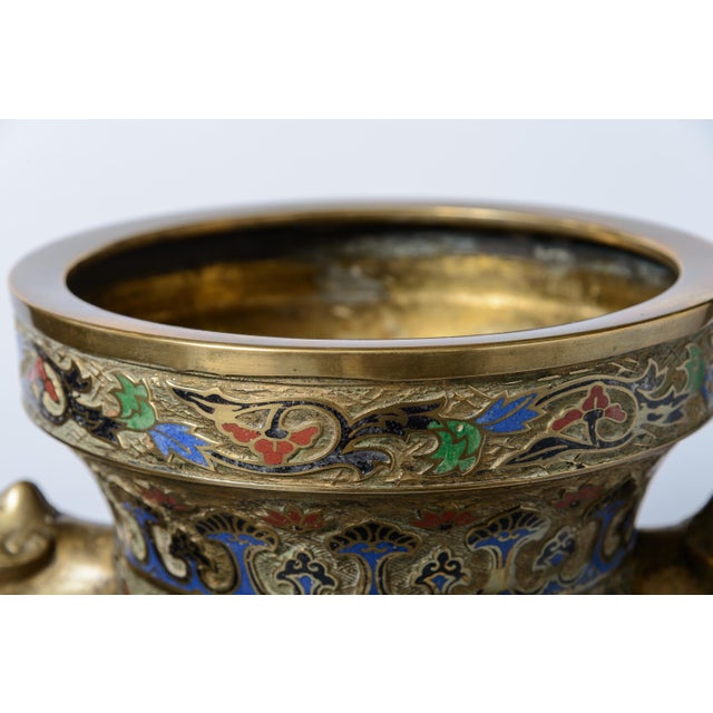 Bronze Urn With Cloisonne For Sale - Image 10 of 14