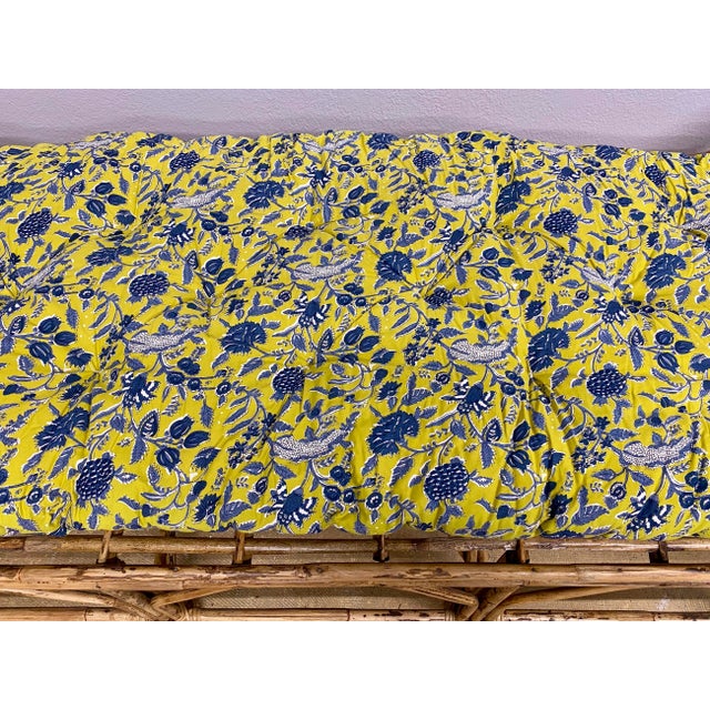 Rattan and Bamboo Bench Daybed W/Cushion For Sale - Image 4 of 8