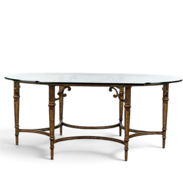 La Barge 1960s Exceptionally Rare Vintage La Barge Hollywood Regency Brass & Glass Coffee Table For Sale - Image 4 of 4
