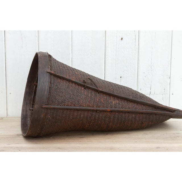 Brown Antique Tall and Slim Harvesting Basket For Sale - Image 8 of 11