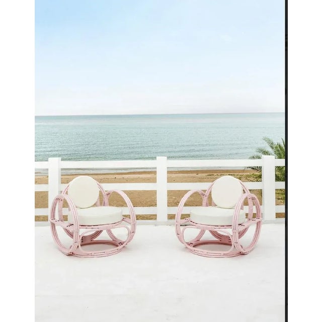 Set of Hoop Armchairs in Rattan For Sale - Image 9 of 10