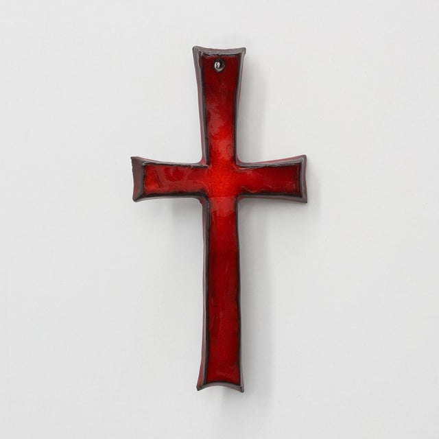 Red Glazed Ceramic Cross by Vandeweghe for Amphora, Belgium, 1960 For Sale - Image 11 of 11