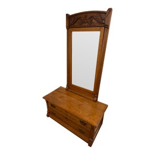 Antique Victorian Oak Princess Chest For Sale