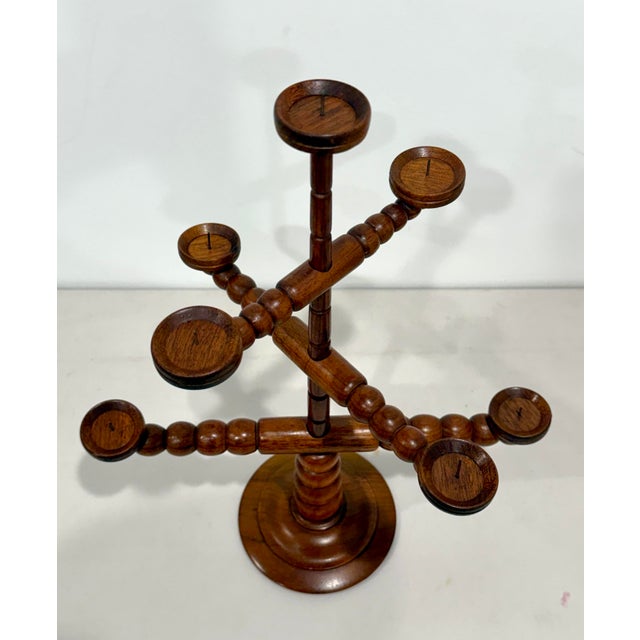 German Turned Wood Candelabra Bad Bevenser Siebenstern by Hartwig Schmidt Advent Christmas For Sale - Image 4 of 7