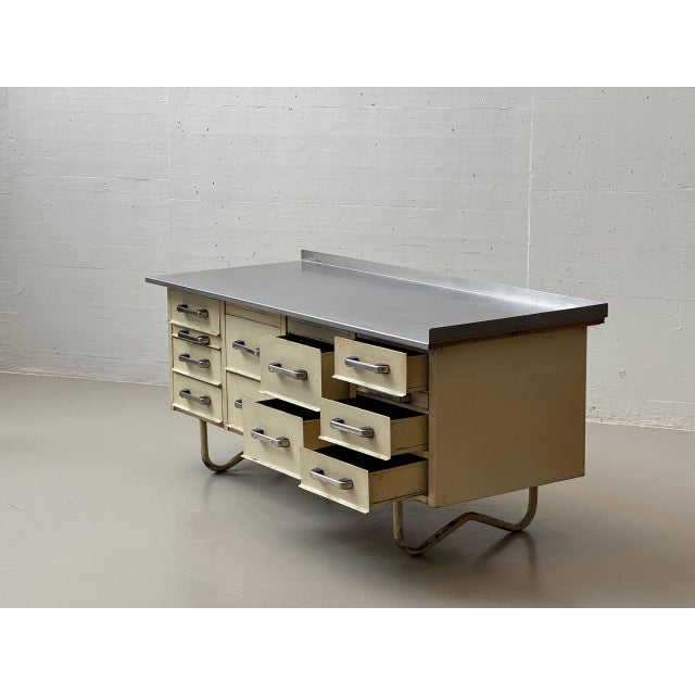 Industrial Sideboard with Stainless Steel Top, 1950s For Sale - Image 4 of 16