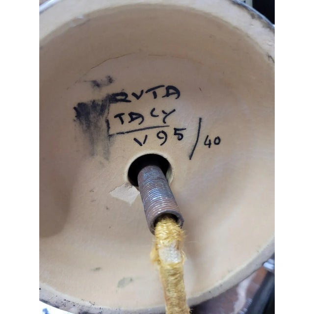 Italian Mid-Century Modern Ars Artigiana Deruta Hand Crafted Ceramic Table Lamp For Sale - Image 6 of 10