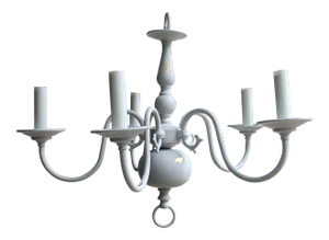 Vintage Brass Distressed Painted 5 Candle Chandelier