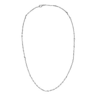 14K White Gold Bezel Set 1.00 Cttw Diamond 11 Station Necklace For Sale