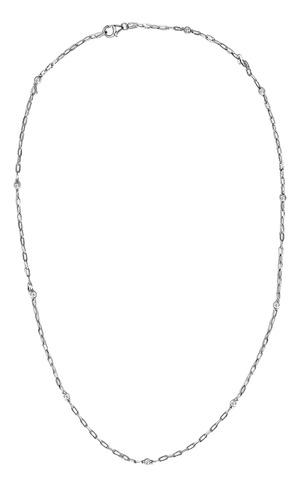 14K White Gold Bezel Set 1.00 Cttw Diamond 11 Station Necklace