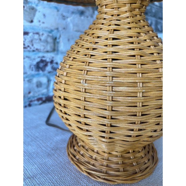 1960s Boho Chic Small Wicker Table Lamp For Sale - Image 9 of 9