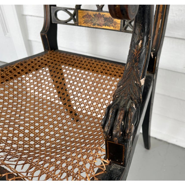 Antique Early 19th Century English Regency Period Ebonized Arm Chair Circa 1810 For Sale - Image 11 of 13