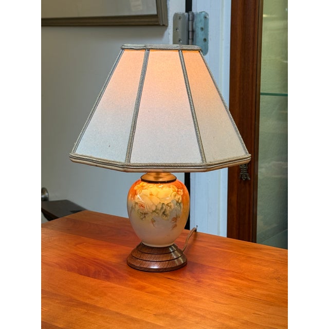 Traditional Floral Ceramic Table Lamp, Vintage For Sale - Image 3 of 12