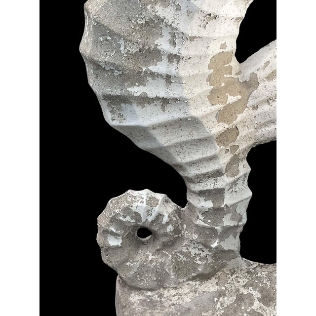 Vintage Three Seahorses Birdbath Concrete For Sale - Image 11 of 18