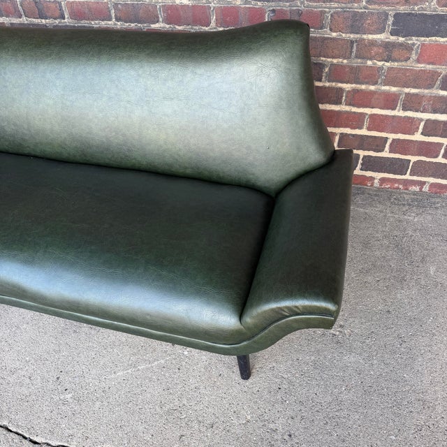 Italian Style Mid-Century Naugahyde Sofa For Sale - Image 4 of 9