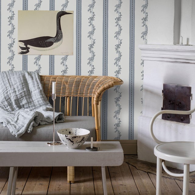Created by Swedish heritage brand Boråstapeter, Drottningholm in blue is elegant and understatedÂ—the perfect pattern for...
